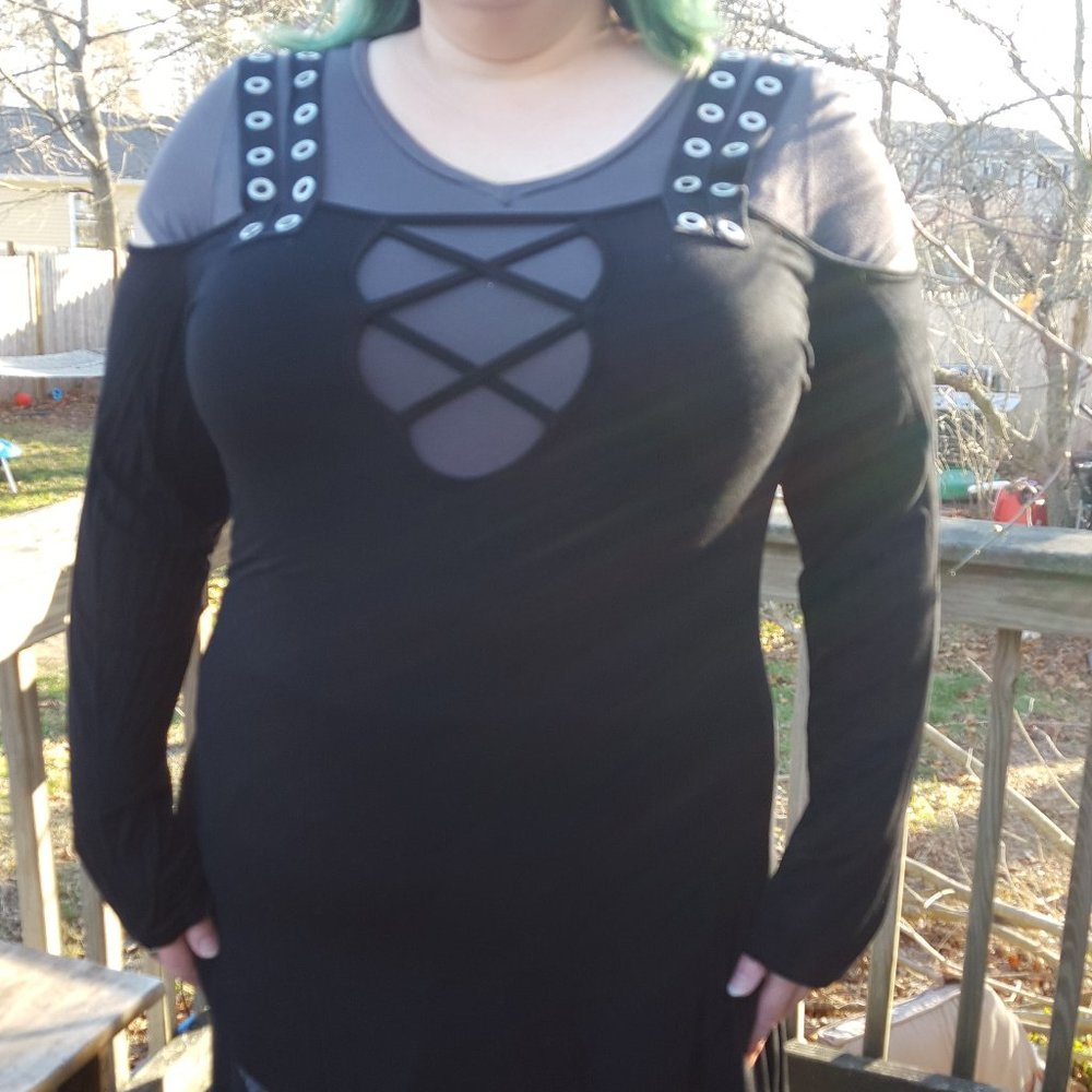 2X Industrial Gothic Punk Witch Top, soft+stretchy